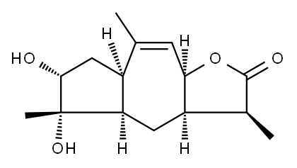 (3S)-3aα,4,4aα,5,6,7,7aα,9aα-オクタヒドロ-5α,6α-ジヒドロキシ-3β,5,8-トリメチルアズレノ[6,5-b]フラン-2(3H)-オン 化学構造式