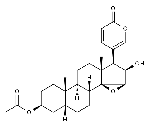 3β-(アセチルオキシ)-16β-ヒドロキシ-14,15β-エポキシ-5β-ブファ-20,22-ジエノリド 化学構造式