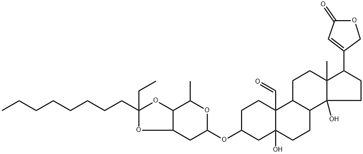 3β-[[3-O,4-O-(1-Ethylnonylidene)-2,6-dideoxy-β-D-ribo-hexopyranosyl]oxy]-5,14-dihydroxy-19-oxo-5β-card-20(22)-enolide 结构式