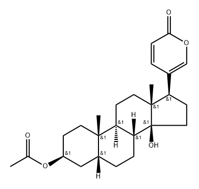 3β-(アセチルオキシ)-14-ヒドロキシ-5β-ブファ-20,22-ジエノリド 化学構造式