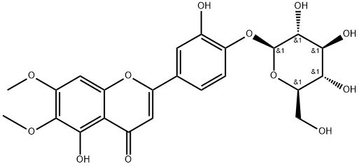 4H-1-Benzopyran-4-one, 2-[4-(β-D-glucopyranosyloxy)-3-hydroxyphenyl]-5-hydroxy-6,7-dimethoxy- Structure