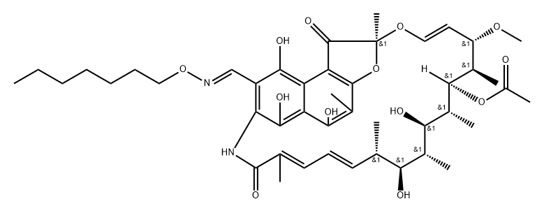 3-(Heptyloxyiminomethyl)rifamycin Structure