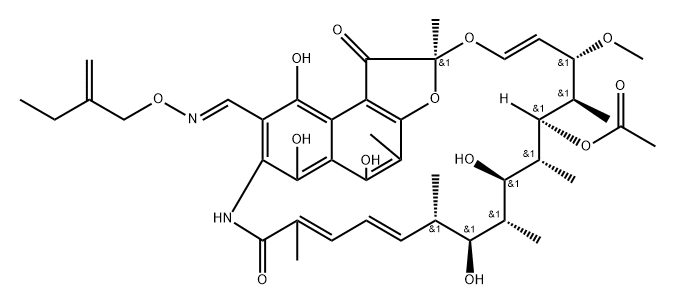 3-[(2-エチル-2-プロペニル)オキシイミノメチル]リファマイシンSV 化学構造式