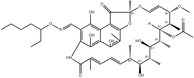3-[(1-Ethylpentyl)oxyiminomethyl]rifamycin SV Struktur