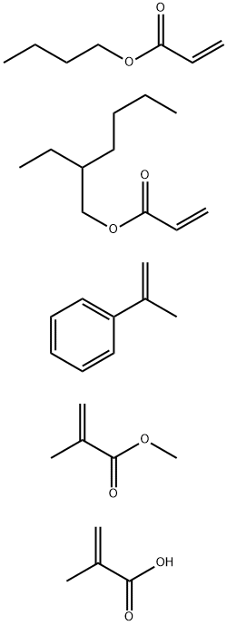 2-Propenoic acid, 2-methyl-, polymer with butyl 2-propenoate, 2-ethylhexyl 2-propenoate, (1-methylethenyl)benzene and methyl 2-methyl-2-propenoate Structure
