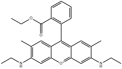 3,6-ビス(エチルアミノ)-9-[2-(エトキシカルボニル)フェニル]-2,7-ジメチルキサンチリウム 化学構造式