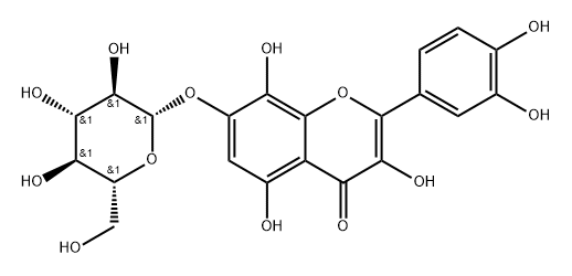 7-[(β-D-グルコピラノシル)オキシ]-3,3',4',5,8-ペンタヒドロキシフラボン 化学構造式