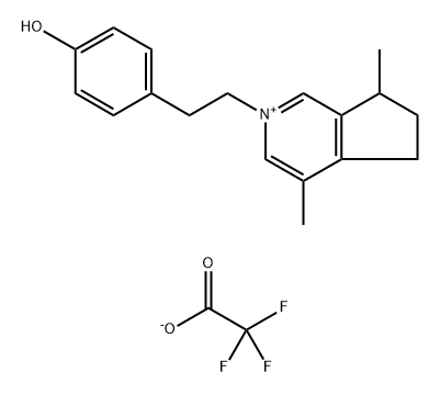 5H-2-pyrindinium.6.7-dihydro-2-(p-hydroxyphenethyl)-4.7-dimethyl-.salt with trifluoroacetic acid(1:1) (van8ci) Struktur