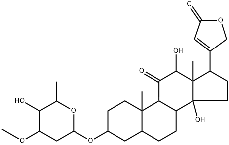 3β-[(3-O-Methyl-2,6-dideoxy-β-D-xylo-hexopyranosyl)oxy]-12β,14-dihydroxy-11-oxo-5β-card-20(22)-enolide Struktur