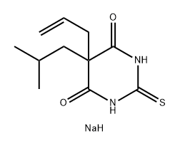 sodium 5-(2-methylpropyl)-6-oxo-5-prop-2-enyl-2-sulfanylidene-pyrimidin-4-olate Struktur