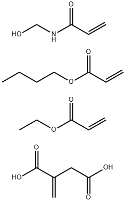 Butanedioic acid, methylene-, polymer with butyl 2-propenoate, ethyl 2-propenoate and N-(hydroxymethyl)-2-propenamide|