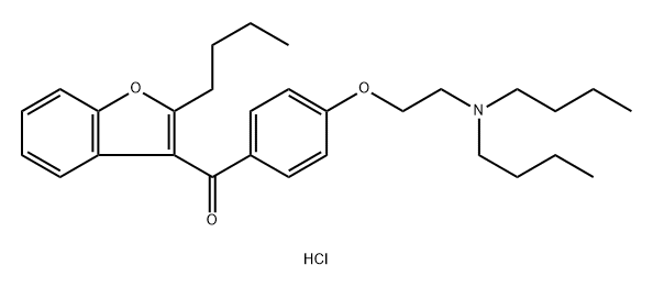 2-ブチル-3-[4-[2-(ジブチルアミノ)エトキシ]ベンゾイル]ベンゾフラン·塩酸塩 化学構造式