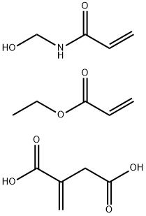 Methylene-butanedioic acid,polymer with ethyl 2-propenoate and N-(hydroxymethyl)-2-propenamide Structure