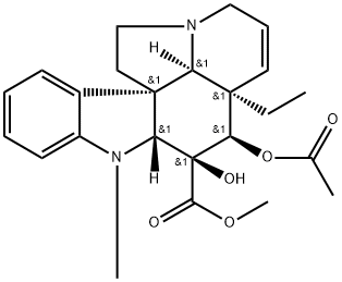 (2β,5α,12β,19α)-4β-(アセチルオキシ)-6,7-ジデヒドロ-3β-ヒドロキシ-1-メチルアスピドスペルミジン-3-カルボン酸メチル 化学構造式