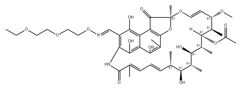 3-[2-(2-Ethoxyethoxy)ethoxyiminomethyl]rifamycin SV 结构式