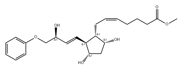 (Z)-7-[(1R)-3α,5α-ジヒドロキシ-2β-[(E,R)-4-フェノキシ-3-ヒドロキシ-1-ブテニル]シクロペンタン-1α-イル]-5-ヘプテン酸メチル 化学構造式