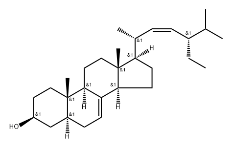 (22Z)-5α-スチグマスタ-7,22-ジエン-3β-オール 化学構造式