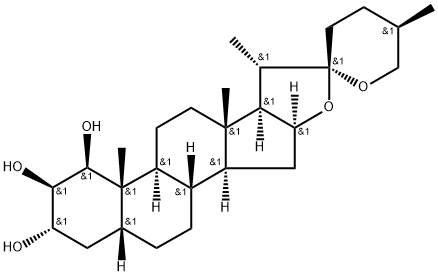 (25R)-5β-スピロスタン-1β,2β,3α-トリオール 化学構造式