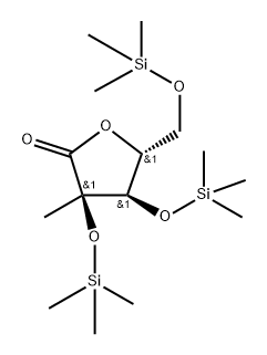 2-C-Methyl-2-O,3-O,5-O-tris(trimethylsilyl)-D-ribonic acid γ-lactone Struktur