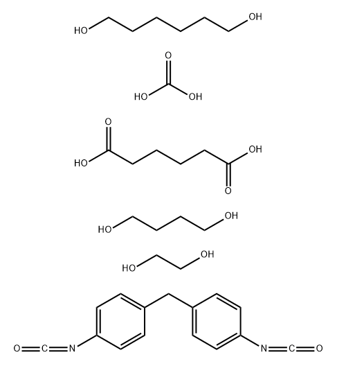 己二酸与1,4-丁二醇、碳酸、1,2-乙二醇、1,6-己二醇和1,1'-亚甲基双[4-异氰酸根合苯]的聚合物 结构式