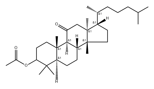(13α,14β,17α)-3-(アセチルオキシ)-5α-ラノスタン-11-オン 化学構造式