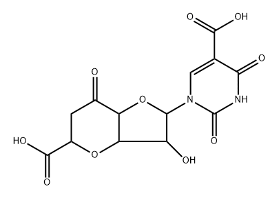 3,7-Anhydro-1-[5-carboxy-3,4-dihydro-2,4-dioxopyrimidin-1(2H)-yl]-1,6-dideoxy-β-D-gulo-5-octulose-1,4-furanuronic acid Struktur