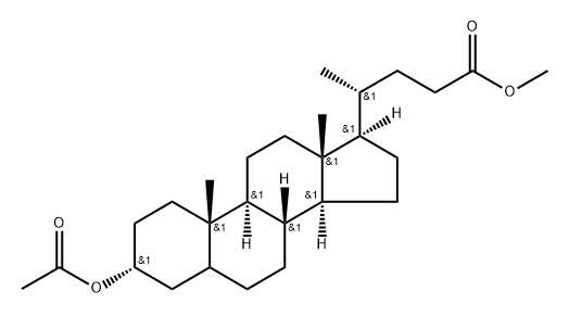 3α-(アセチルオキシ)コラン-24-酸メチル 化学構造式