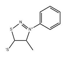 4,5-Dihydro-5-thiolato-4-methyl-3-phenyl-1,2,3-thiadiazol-3-ium Struktur