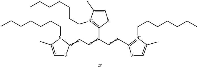2,2'-[3-[2-(3-ヘプチル-4-メチルチアゾール-2(3H)-イリデン)エチリデン]-1-プロペン-1,3-ジイル]ビス[3-ヘプチル-4-メチルチアゾール-3-イウム]·ジクロリド 化学構造式