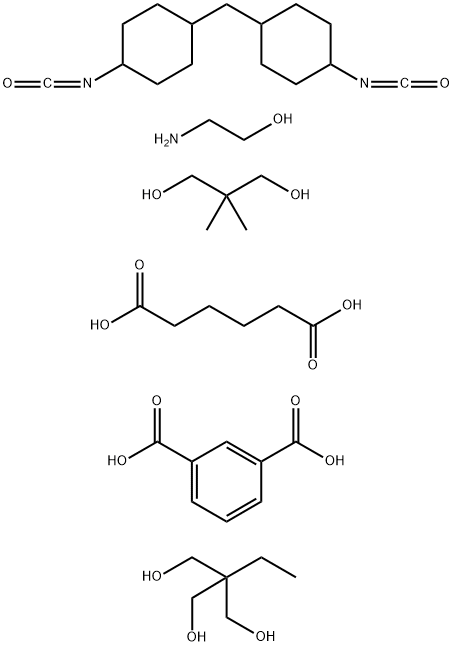 1,3-Benzenedicarboxylic acid, polymer with 2-aminoethanol, 2,2-dimethyl-1,3-propanediol, 2-ethyl-2-(hydroxymethyl)-1,3-propanediol, hexanedioic acid and 1,1'-methylenebis[4-isocyanatocyclohexane] Structure