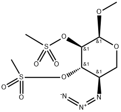 メチル4-アジド-2-O,3-O-ビス(メチルスルホニル)-4-デオキシ-α-D-キシロピラノシド 化学構造式