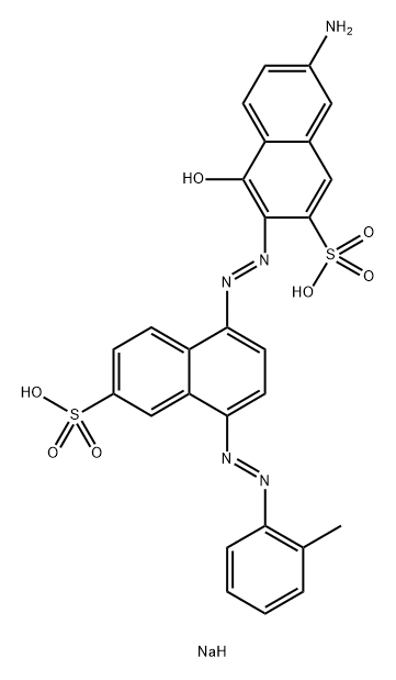 2-Naphthalenesulfonic acid, 7-amino-4-hydroxy-3-[2-[4-[2-(2-methylphenyl)diazenyl]-6-sulfo-1-naphthalenyl]diazenyl]-, sodium salt (1:2) Structure