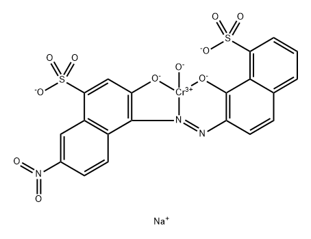 Chromate(2-), hydroxy[3-(hydroxy-κO)-4-[[1-(hydroxy-κO)-8-sulfo-2-naphthalenyl]azo-κN1]-7-nitro-1-naphthalenesulfonato(4-)]-, disodium, (T-4)- Struktur