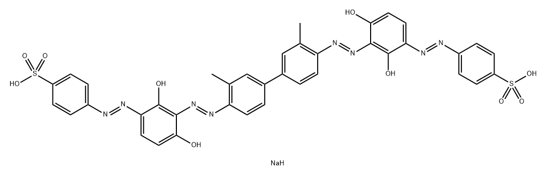 4,4'-[[3,3'-Dimethyl[1,1'-biphenyl]-4,4'-diyl]bis[azo(2,4-dihydroxy-3,1-phenylene)azo]]bis[benzenesulfonic acid sodium] salt 结构式