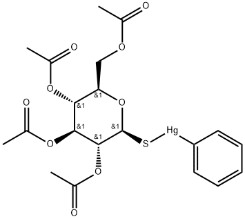 Mercury, phenyl(1-thio-.beta.-D-glucopyranose 2,3,4,6-tetraacetato-S)- 结构式