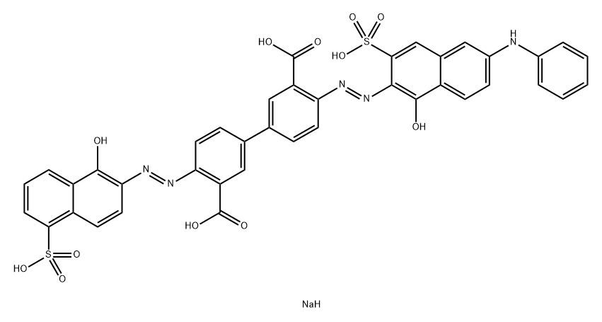 [1,1'-Biphenyl]-3,3'-dicarboxylicacid,4-[2-[1-hydroxy-6-(phenylamino)-3-sulfo-2-naphthalenyl]diazenyl]-4'-[2-(1-hydroxy-5-sulfo-2-naphthalenyl)diazenyl]-,sodium salt (1:4) Struktur
