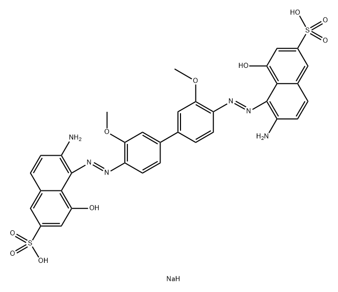 2-Naphthalenesulfonic acid, 5,5'-[(3,3'-dimethoxy[1,1'-biphenyl]-4,4'-diyl)bis(azo)]bis[6-amino-4-hydroxy-, disodium salt Structure