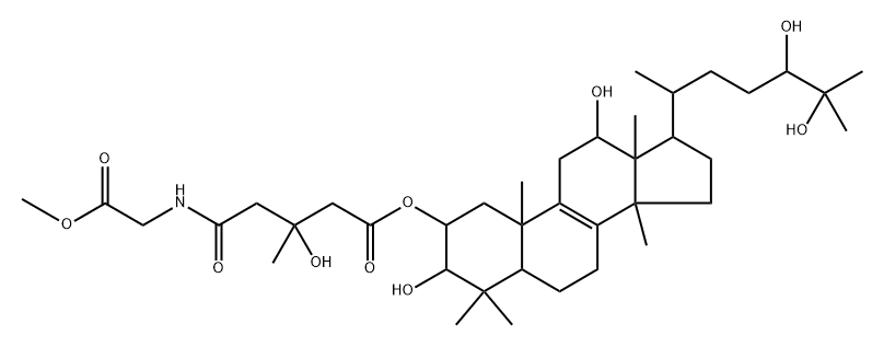 (24R)-5α-Lanost-8-ene-2α,3β,12α,24,25-pentol 2-[3-hydroxy-5-[(2-methoxy-2-oxoethyl)amino]-3-methyl-5-oxopentanoate] 结构式