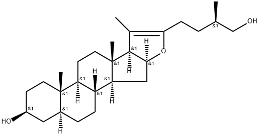 (25R)-5α-フロスタ-20(22)-エン-3β,26-ジオール 化学構造式