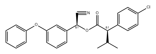 (2R)-2-(p-クロロフェニル)-3-メチルブタン酸(αS)-α-シアノ-3-フェノキシベンジル 化学構造式