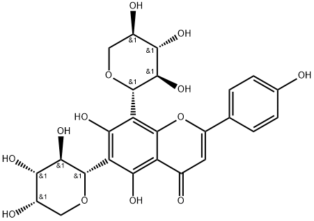芹菜素-6-C-Α-L-吡喃阿拉伯糖-8-C-Β-D-吡喃木糖苷, 677021-30-6, 结构式