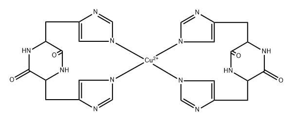bis(cyclo(histidylhistidine))copper(II) complex Struktur