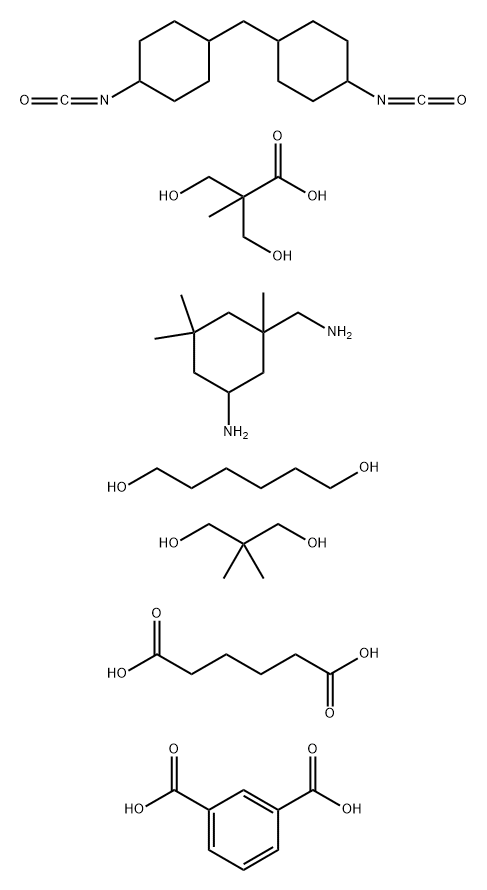 1,3-Benzenedicarboxylic acid, polymer with 5-amino-1,3,3-trimethylcyclohexanemethanamine, 2,2-dimethyl-1,3-propanediol, hexanedioic acid, 1,6-hexanediol, 3-hydroxy-2-(hydroxymethyl)-2-methylpropanoic acid and 1,1-methylenebis4-isocyanatocyclohexane Struktur