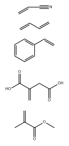 Butanedioic acid, methylene-, polymer with 1,3-butadiene, ethenylbenzene, methyl 2-methyl-2-propenoate and 2-propenenitrile Structure