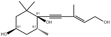 1,4-Cyclohexandiol, 1-(5-hydroxy-3-methyl-3-penten-1-ynyl)-2,2,6-trimethyl-, [1S-[1alpha,1(E),4alpha,6beta]] Struktur
