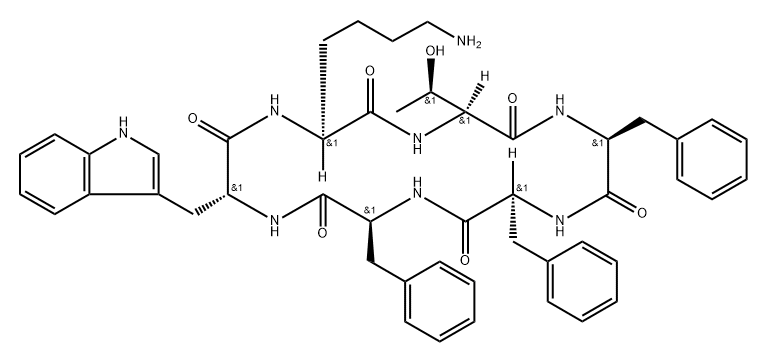 somatostatin, cyclic hexapeptide(Phe-Phe-Trp-Lys-Thr-Phe)- Struktur