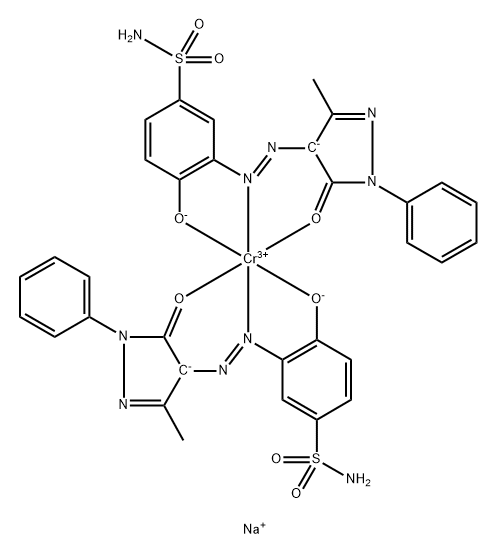 sodium bis[3-[(4,5-dihydro-3-methyl-5-oxo-1-phenyl-1H-pyrazol-4-yl)azo]-4-hydroxybenzene-1-sulphonamidato(2-)]chromate(1-) Struktur