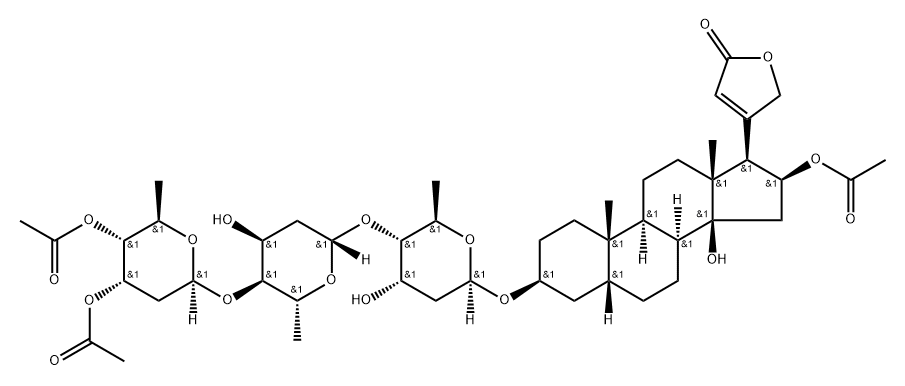 16β-(Acetyloxy)-3β-[[4-O-[4-O-(3-O,4-O-diacetyl-2,6-dideoxy-β-D-ribo-hexopyranosyl)-2,6-dideoxy-β-D-ribo-hexopyranosyl]-2,6-dideoxy-β-D-ribo-hexopyranosyl]oxy]-14-hydroxy-5β-card-20(22)-enolide Structure