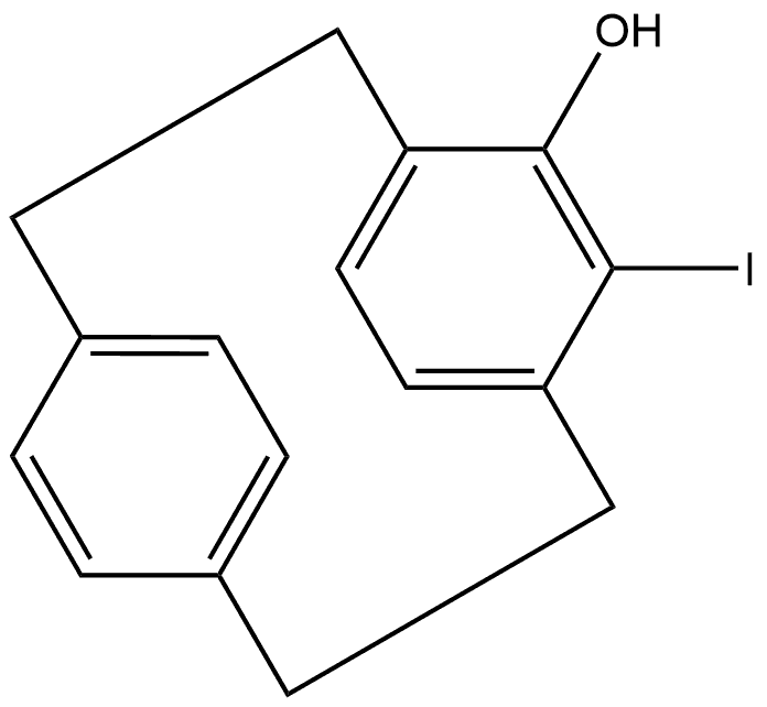Tricyclo[8.2.2.24,7]hexadeca-4,6,10,12,13,15-hexaen-5-ol, 6-iodo-, stereoisomer (9CI) 结构式