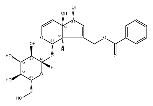 [(1S)-7-[(Benzoyloxy)methyl]-1,4a,5,7aα-tetrahydro-4aα,5α-dihydroxycyclopenta[c]pyran-1-yl]β-D-glucopyranoside Structure